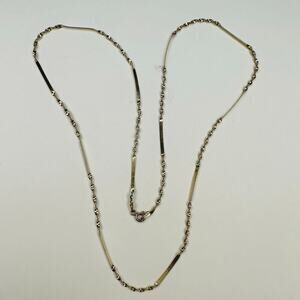 Sterling Silver Necklace in a Twist/Smooth Herringbone Pattern Gold Vermeil 24”